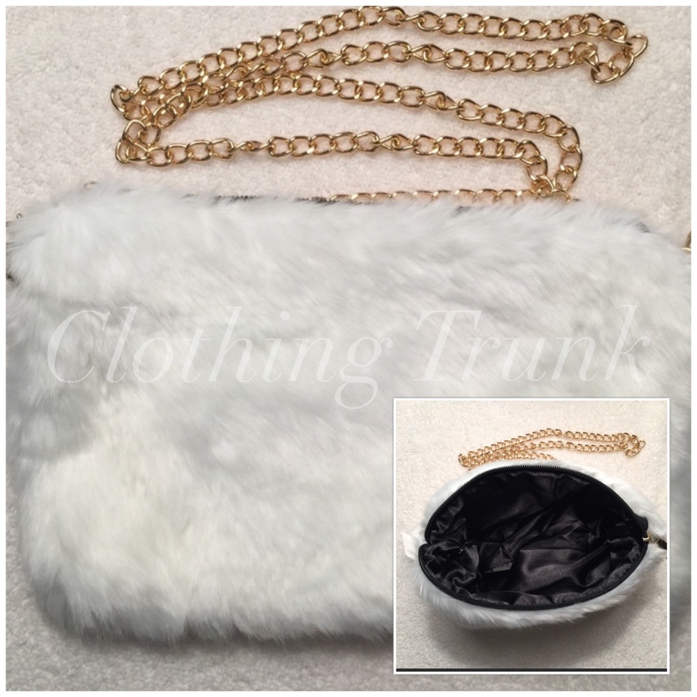 White Faux Fur Crossbody Bag - Picture 4 of 8